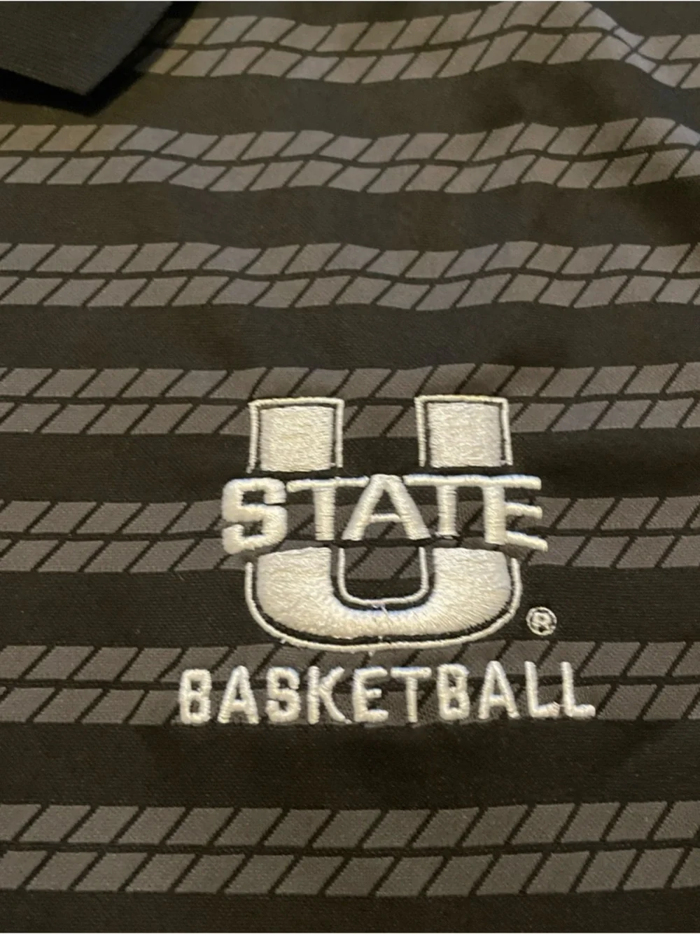 Nike Utah State Aggies Basketball Striped Polo Shirt Black Gray XL Performance